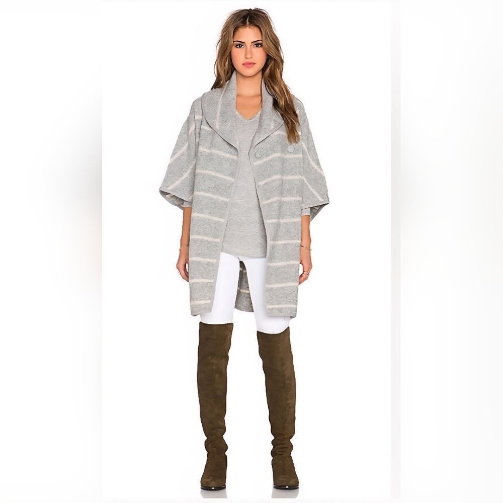 Free People Wool Blend Blanket Poncho Coat Boho Western Hippie Size Medium - Picture 2 of 11